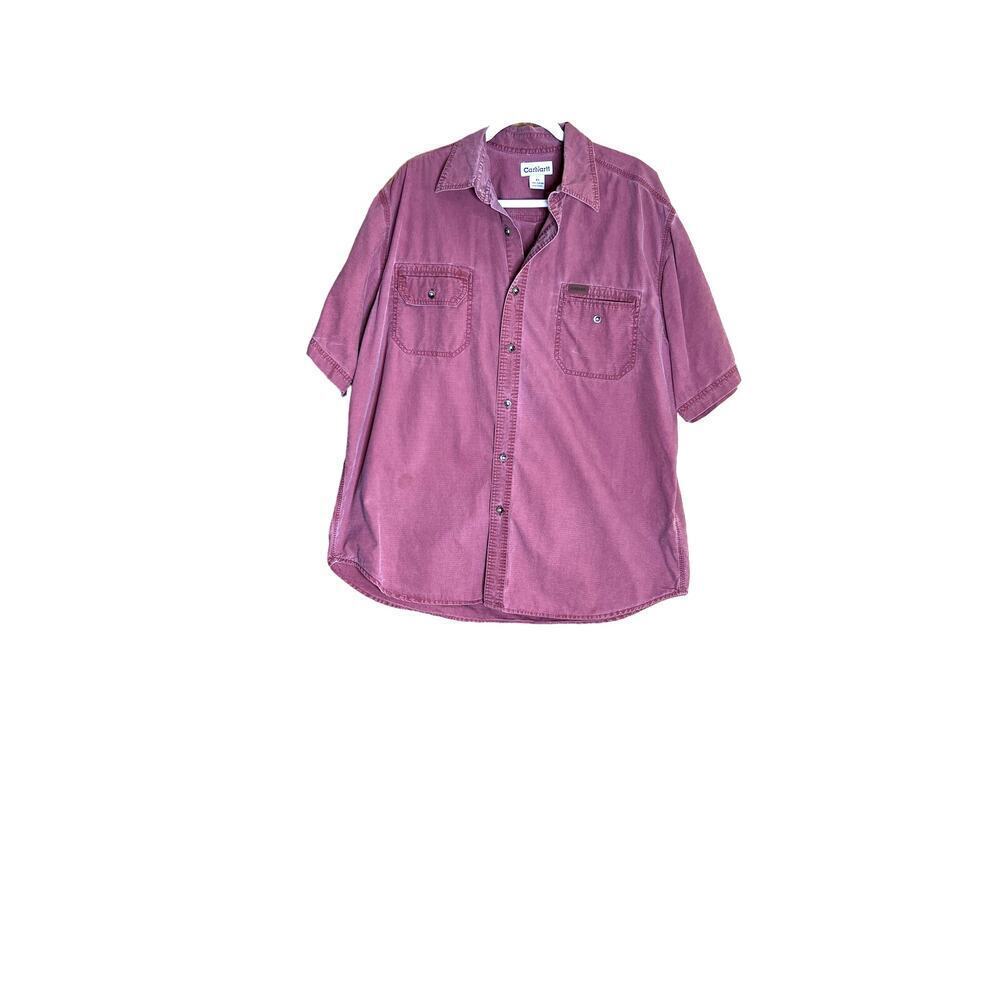 Carhartt men's size XL shirt Ripstop button-up short sleeve rust red